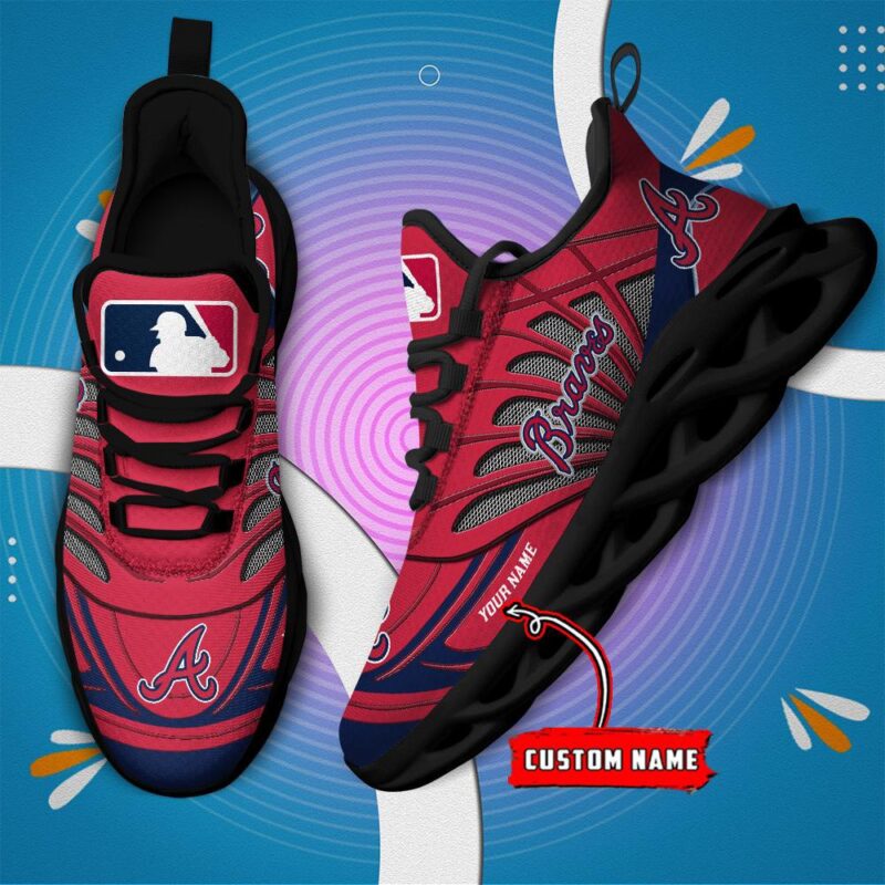 Atlanta Braves Max Soul Shoes Personalized Baseball Shoes