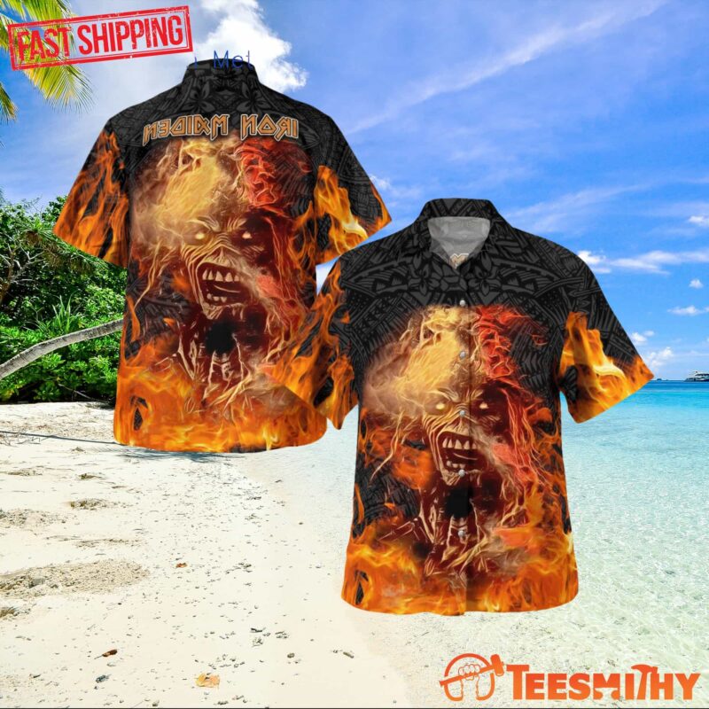 Iron Maiden Metal Flame Hawaiian Shirt