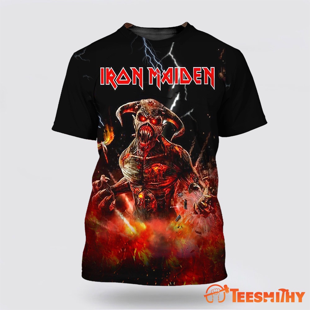 Iron Maiden Rock Band Fire Graphic 3d T-Shirt