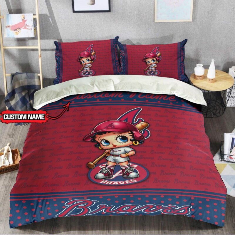MLB Atlanta Braves Bedding Set Betty Boop Baseball Bedding Set