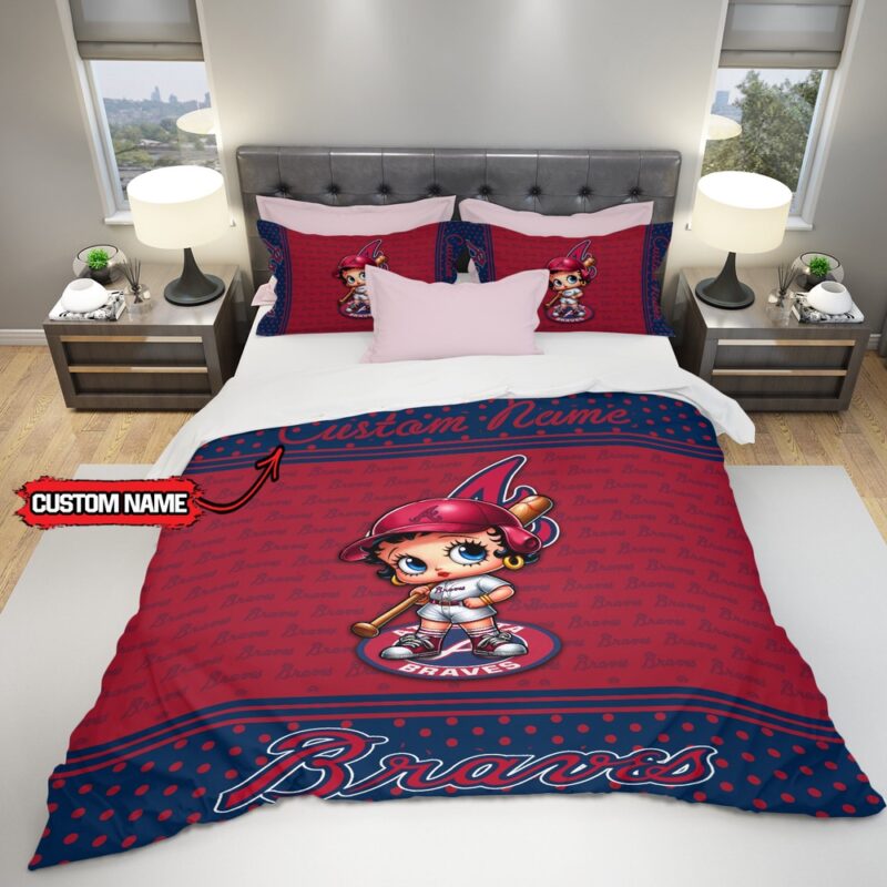 MLB Atlanta Braves Bedding Set Betty Boop Baseball Bedding Set