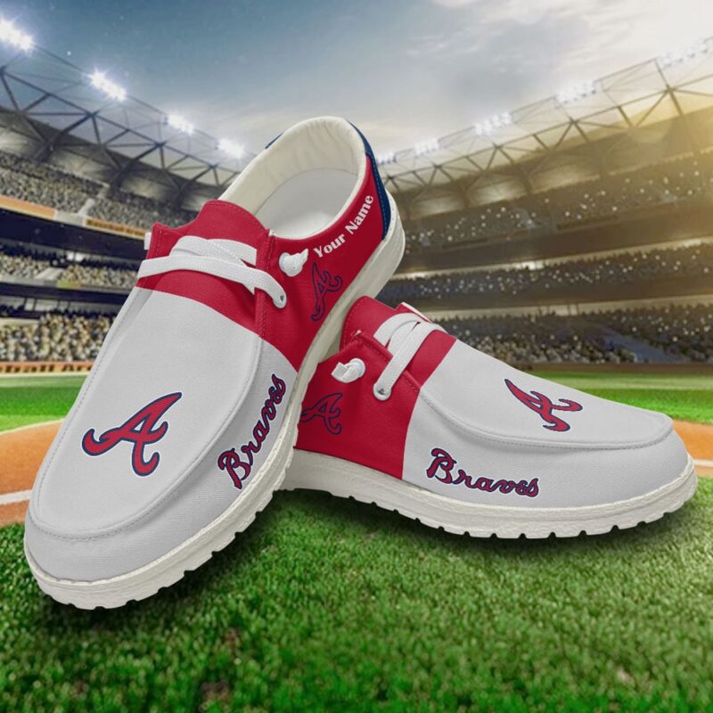 MLB Atlanta Braves H-D Shoes Custom Baseball Shoes For Fans