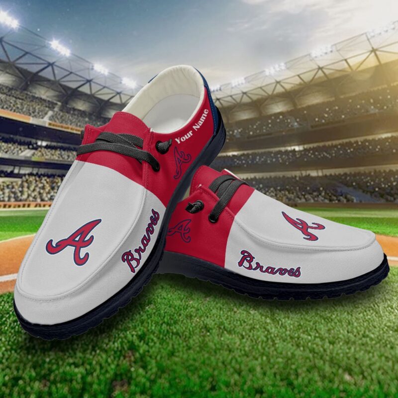 MLB Atlanta Braves H-D Shoes Custom Baseball Shoes For Fans