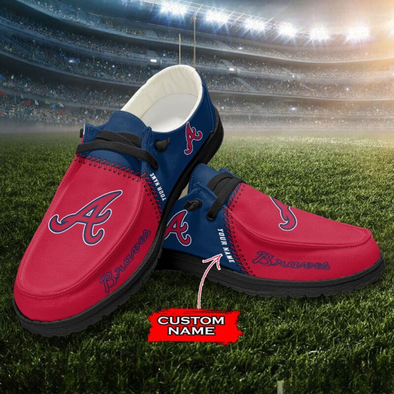 MLB Atlanta Braves H-D Shoes Custom Name Baseball Shoes