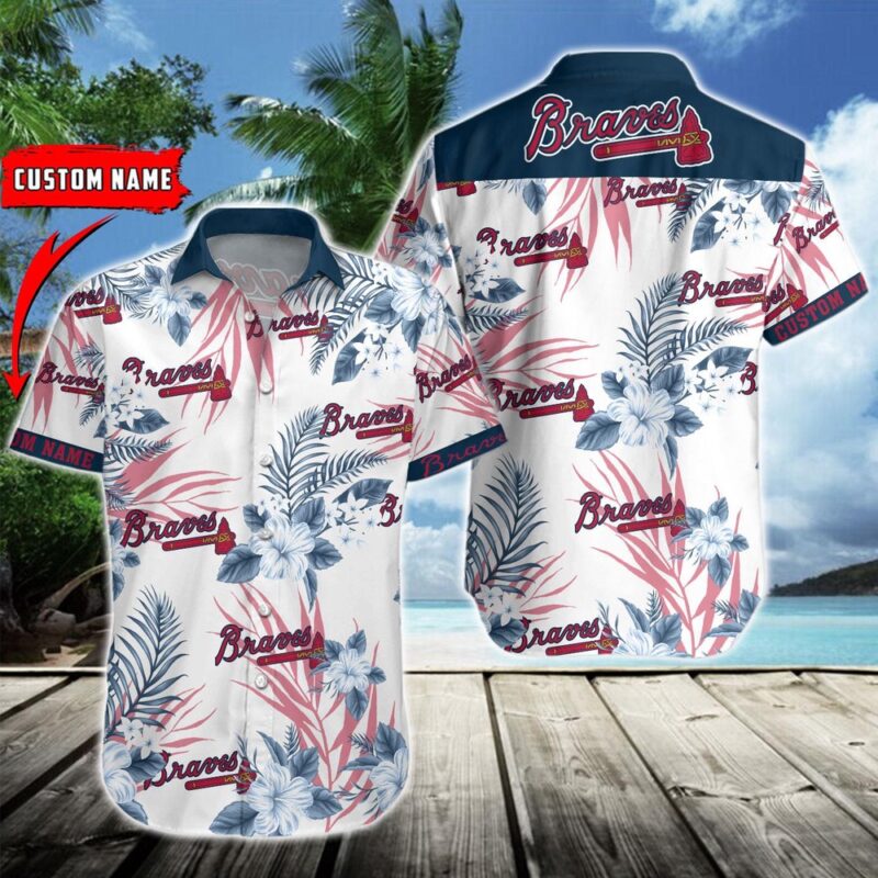 MLB Atlanta Braves Hawaiian Shirt Flower Baseball Aloha Shirt