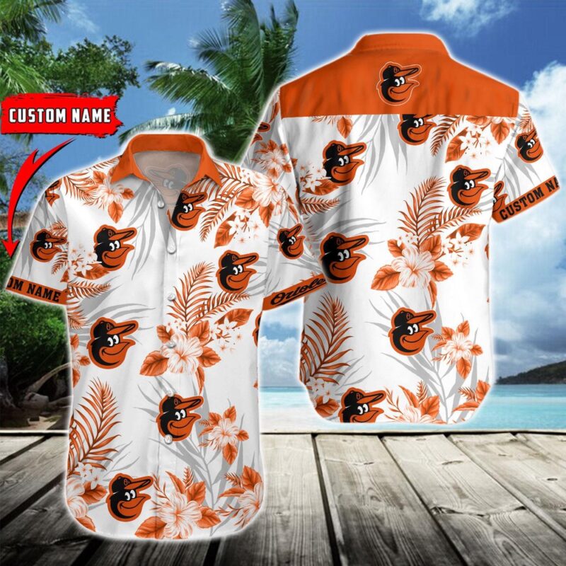MLB Baltimore Orioles Hawaiian Shirt Flower Baseball Aloha Shirt