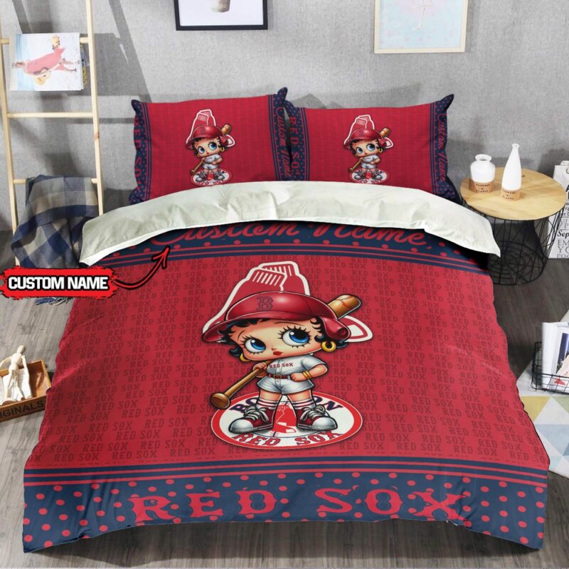 MLB Boston Red Sox Bedding Set Betty Boop Baseball Bedding Set