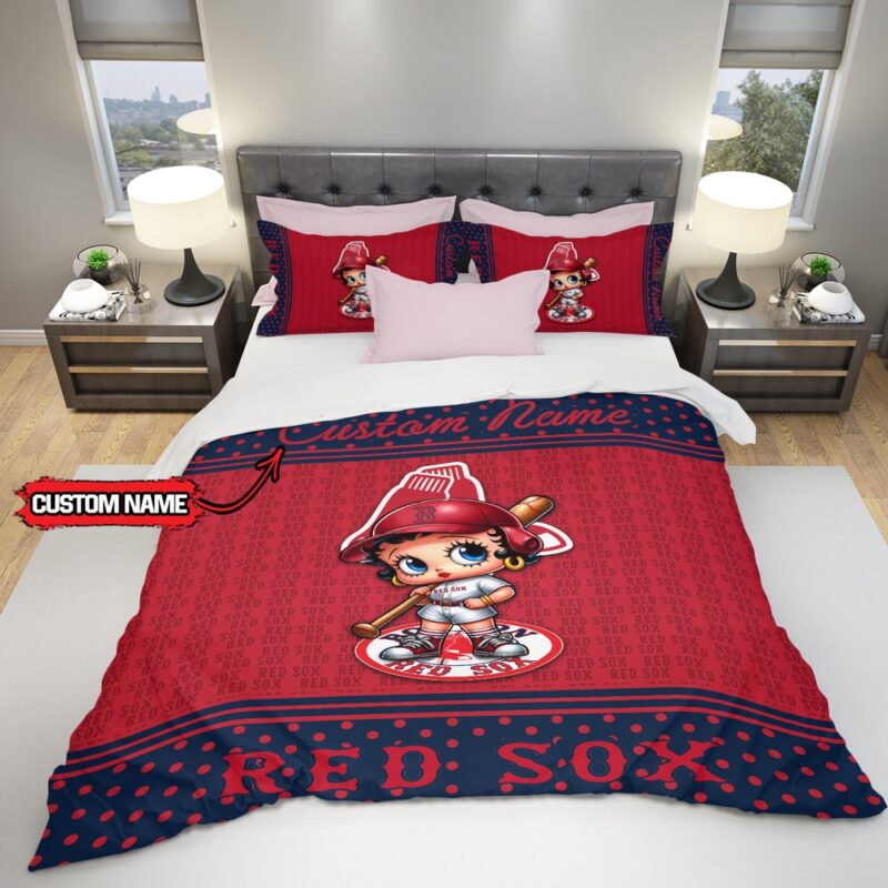 MLB Boston Red Sox Bedding Set Betty Boop Baseball Bedding Set