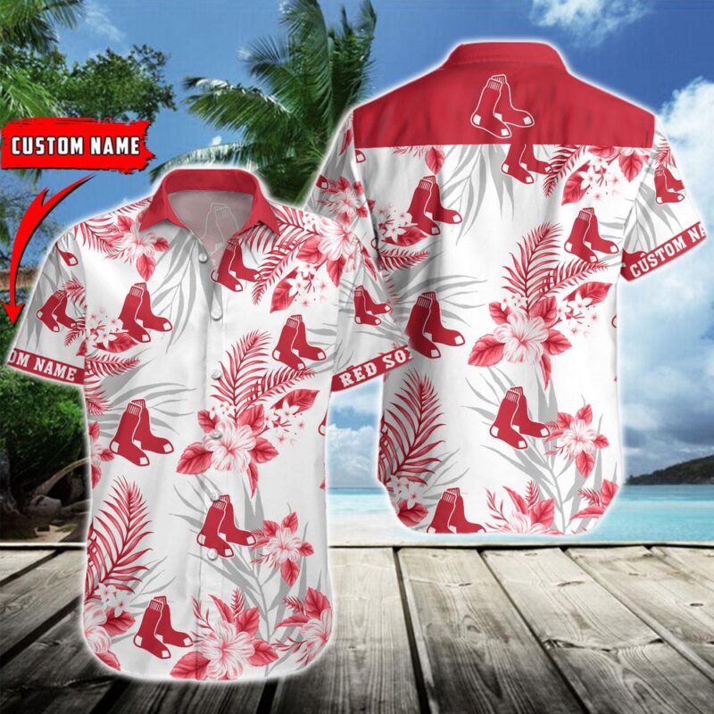 MLB Boston Red Sox Hawaiian Shirt Flower Baseball Aloha Shirt