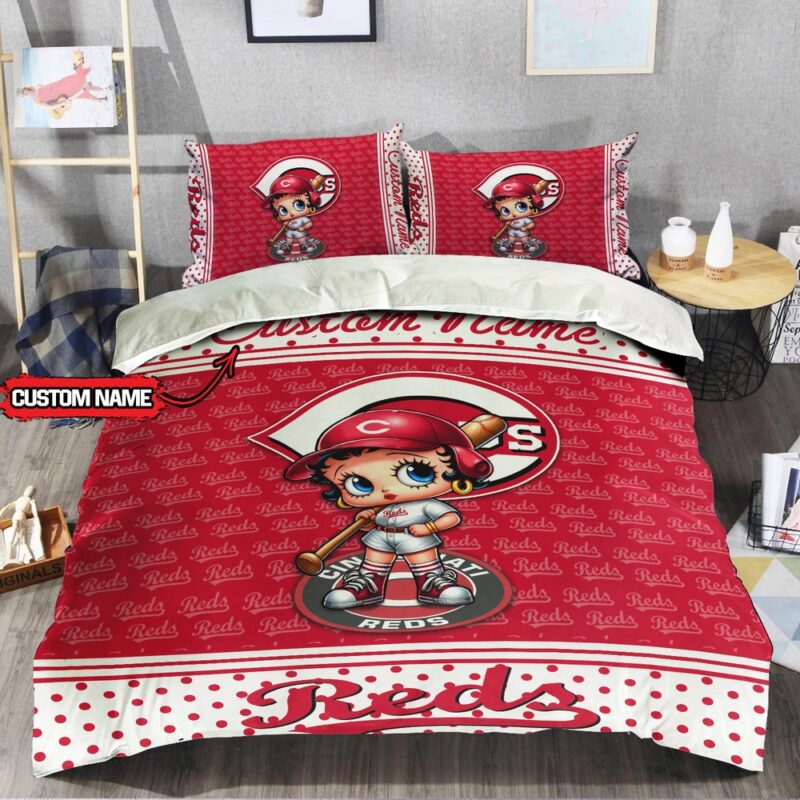 MLB Cincinnati Reds Bedding Set Betty Boop Baseball Bedding Set