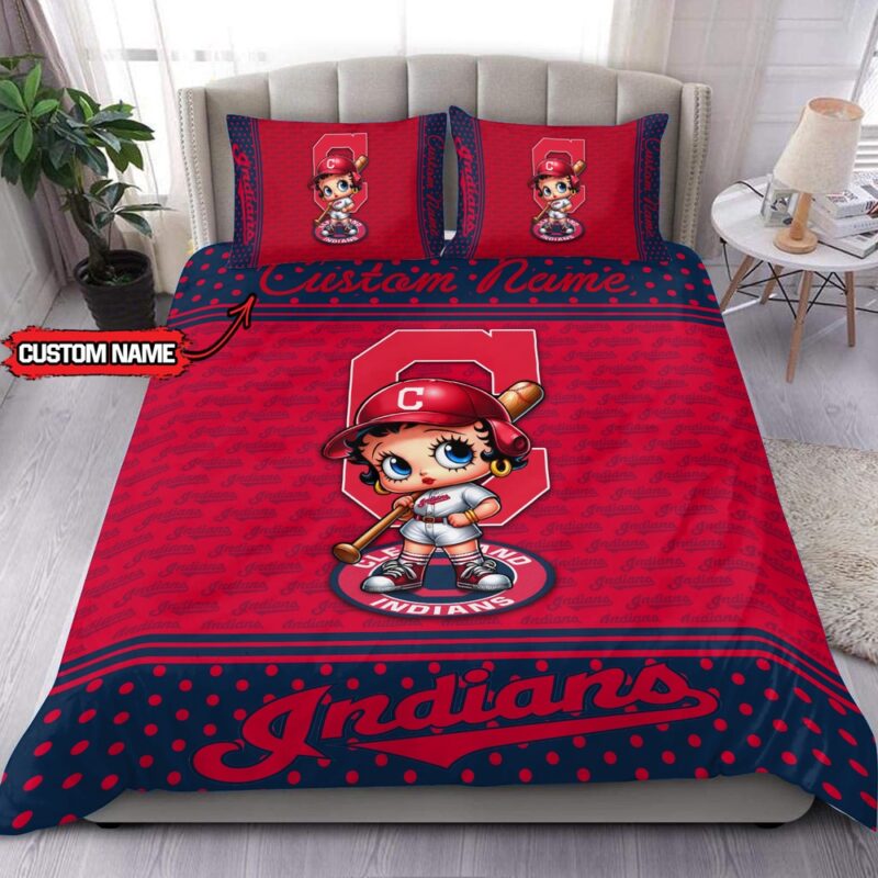 MLB Cleveland Indians Bedding Set Betty Boop Baseball Bedding Set