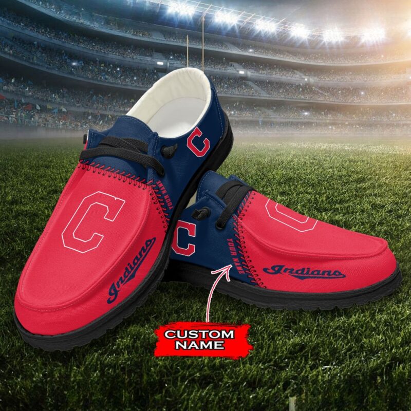 MLB Cleveland Indians H-D Shoes Custom Name Baseball Shoes
