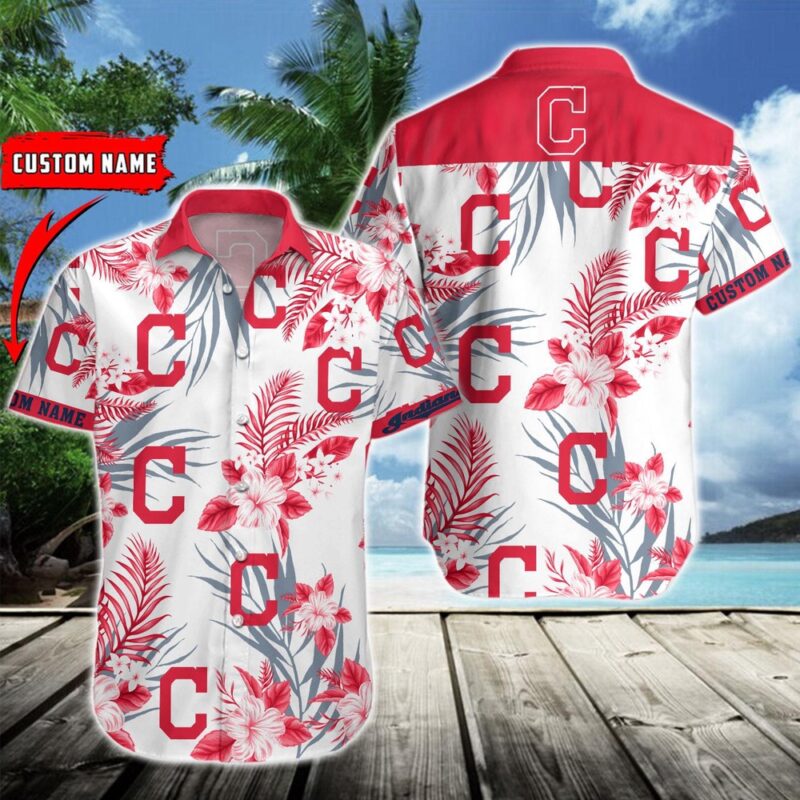 MLB Cleveland Indians Hawaiian Shirt Flower Baseball Aloha Shirt