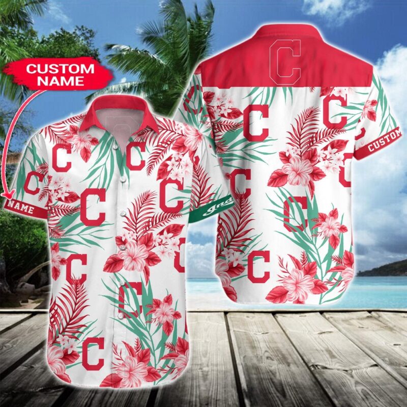 MLB Cleveland Indians Hawaiian Shirt Flower Baseball Shirt For Fans