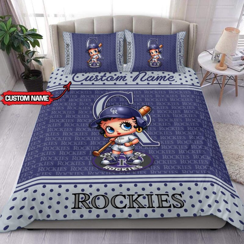 MLB Colorado Rockies Bedding Set Betty Boop Baseball Bedding Set