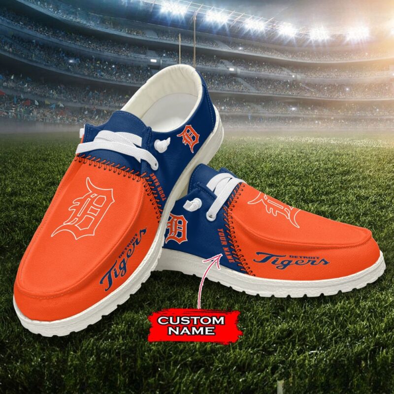 MLB Detroit Tigers H-D Shoes Custom Name Baseball Shoes