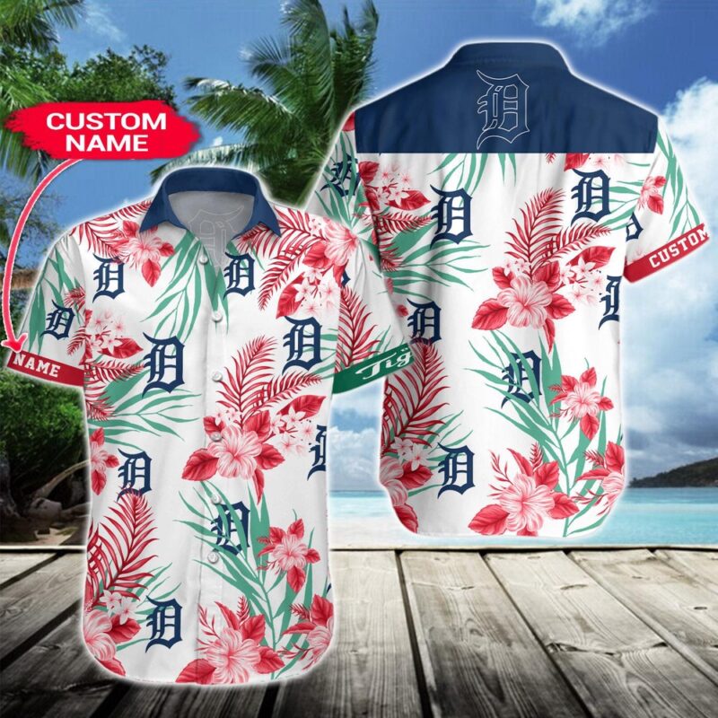 MLB Detroit Tigers Hawaiian Shirt Flower Baseball Shirt For Fans