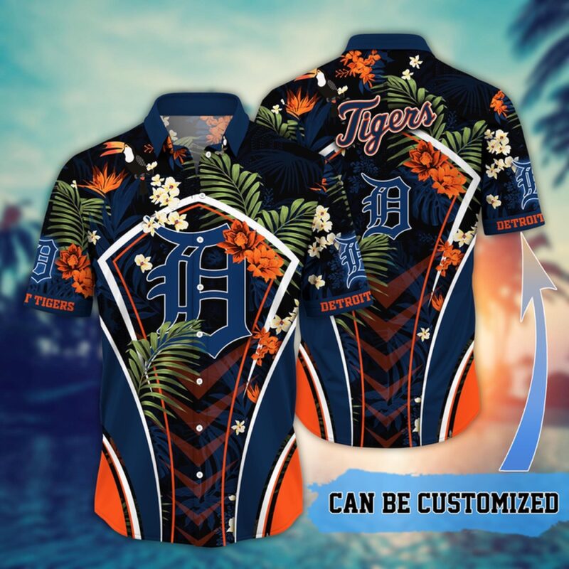 MLB Detroit Tigers Hawaiian Shirt Flower Summer Tropical Aloha Shirt