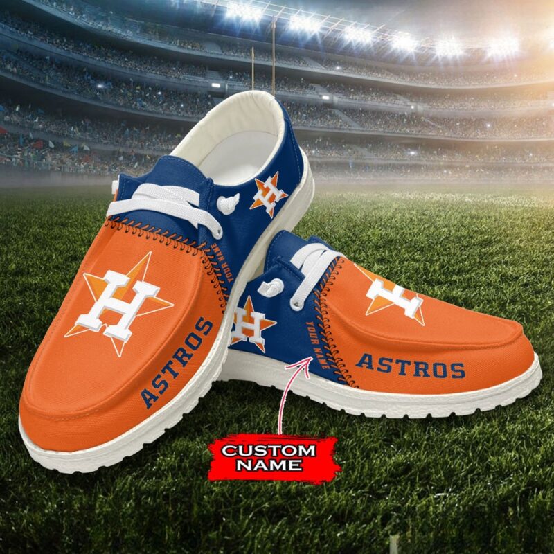 MLB Houston Astros H-D Shoes Custom Name Baseball Shoes