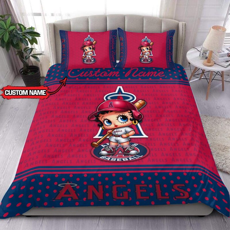 MLB Los Angeles Angels Bedding Set Betty Boop Baseball Bedding Set