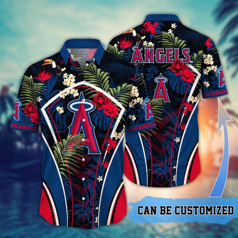 MLB Los Angeles Angels Hawaiian Shirt Flower Summer Tropical Aloha Shirt