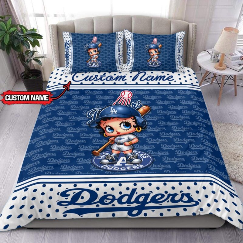 MLB Los Angeles Dodgers Bedding Set Betty Boop Baseball Bedding Set