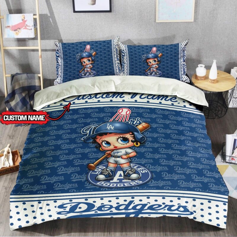 MLB Los Angeles Dodgers Bedding Set Betty Boop Baseball Bedding Set