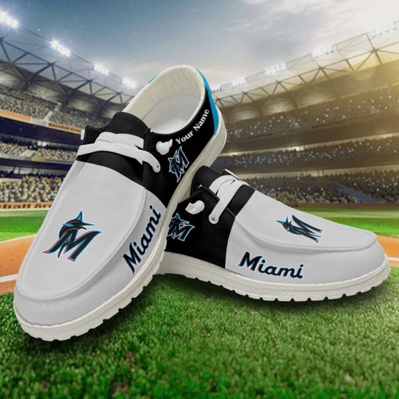 MLB Miami Marlins H-D Shoes Custom Baseball Shoes For Fans
