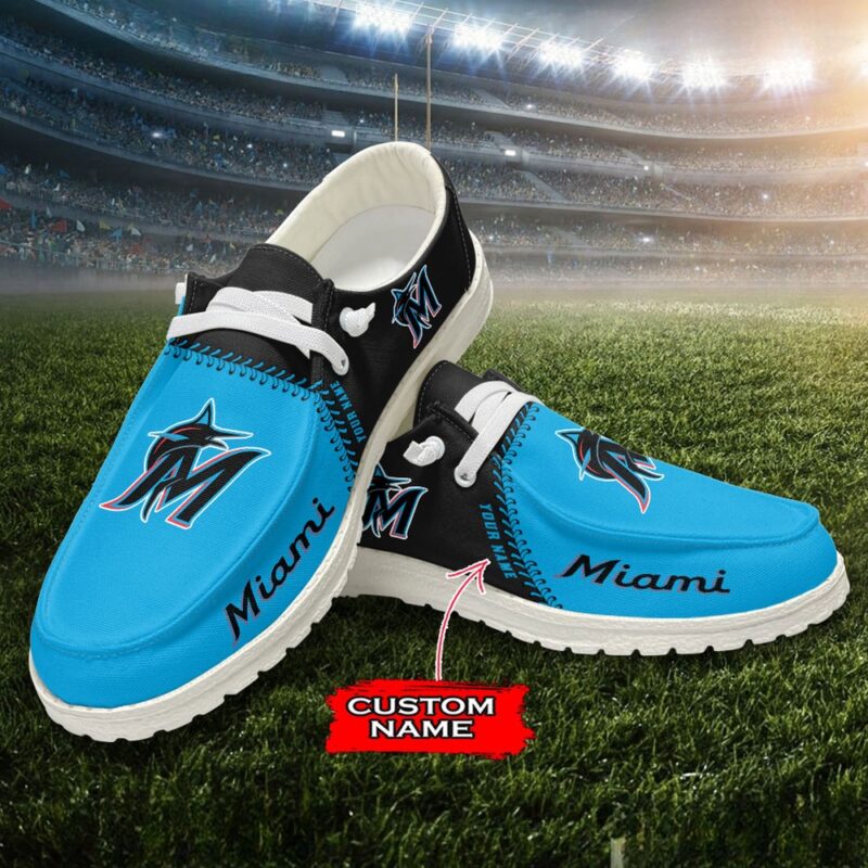 MLB Miami Marlins H-D Shoes Custom Name Baseball Shoes