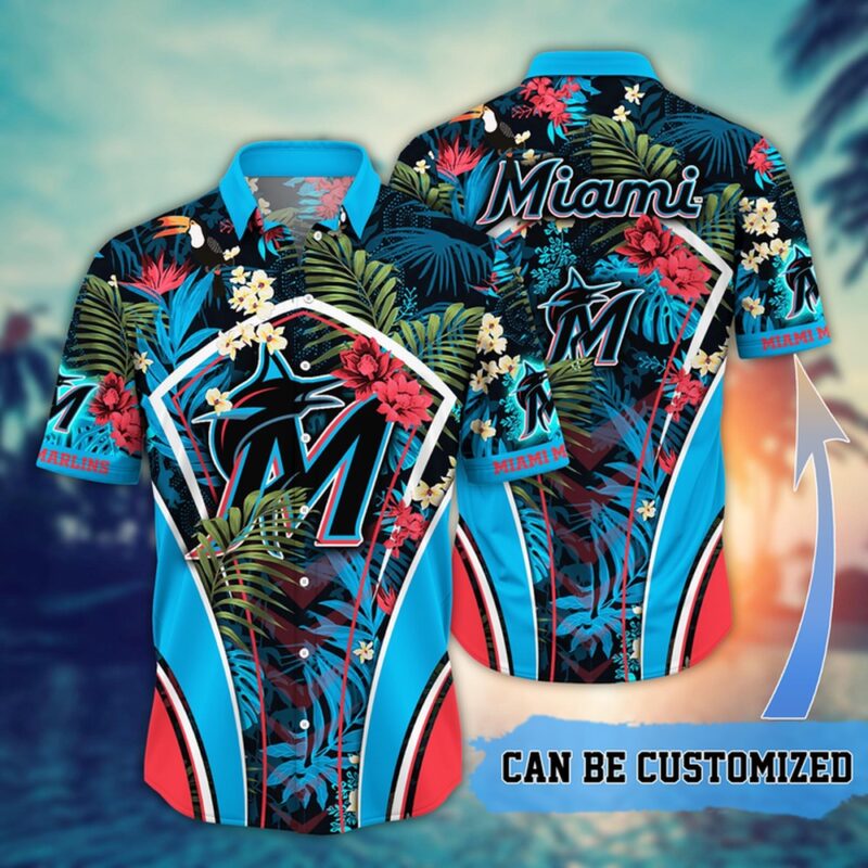MLB Miami Marlins Hawaiian Shirt Flower Summer Tropical Aloha Shirt