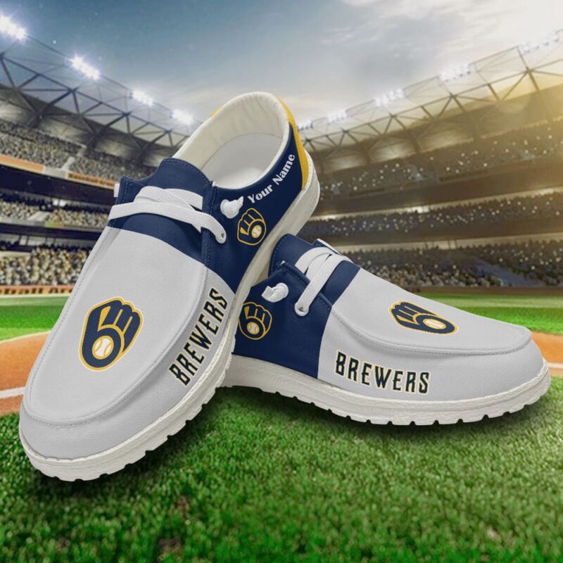 MLB Milwaukee Brewers H-D Shoes Custom Baseball Shoes For Fans