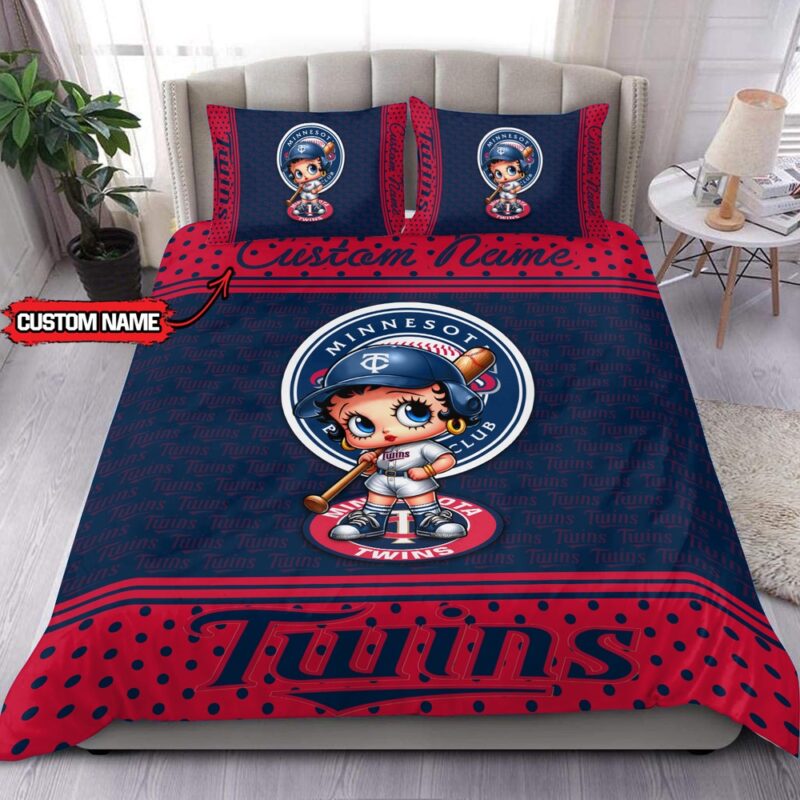 MLB Minnesota Twins Bedding Set Betty Boop Baseball Bedding Set
