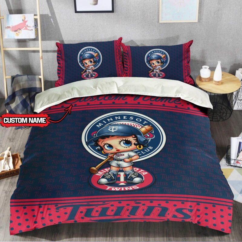 MLB Minnesota Twins Bedding Set Betty Boop Baseball Bedding Set