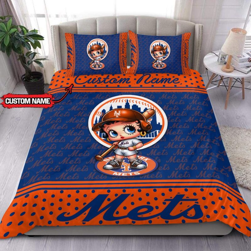 MLB New York Mets Bedding Set Betty Boop Baseball Bedding Set