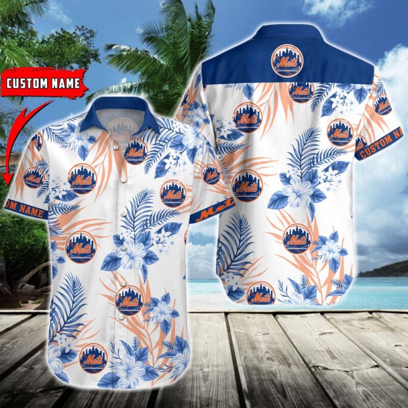 MLB New York Mets Hawaiian Shirt Flower Baseball Aloha Shirt