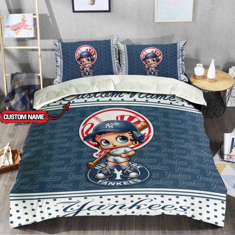 MLB New York Yankees Bedding Set Betty Boop Baseball Bedding Set