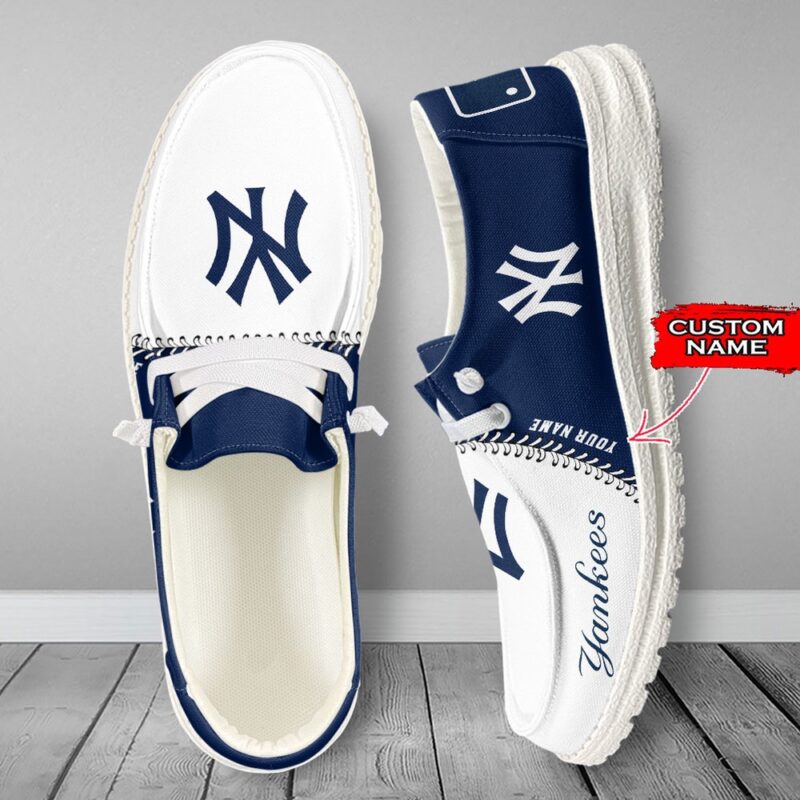 MLB New York Yankees H-D Shoes Custom Name Baseball Shoes