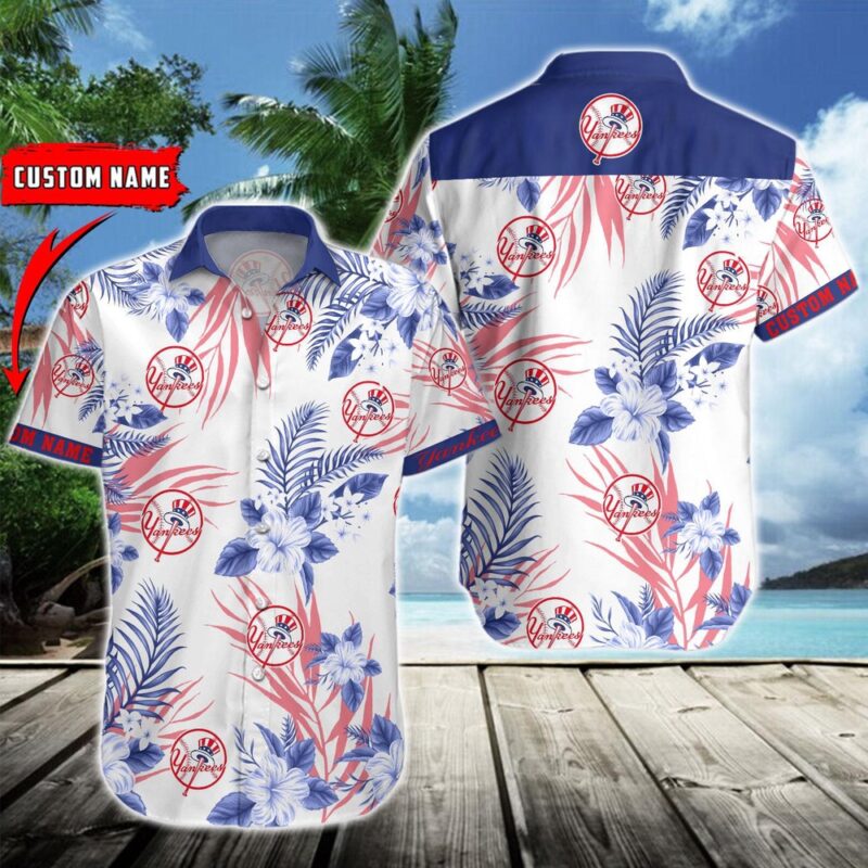 MLB New York Yankees Hawaiian Shirt Flower Baseball Aloha Shirt
