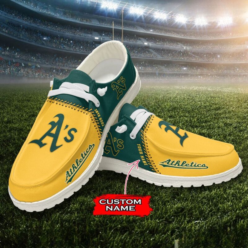 MLB Oakland Athletics H-D Shoes Custom Name Baseball Shoes