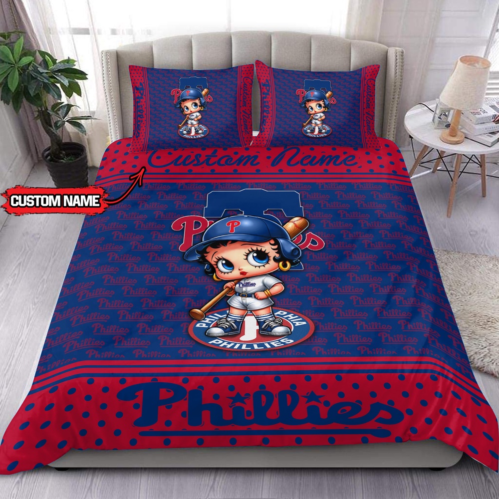 MLB Philadelphia Phillies Bedding Set Betty Boop Baseball Bedding Set