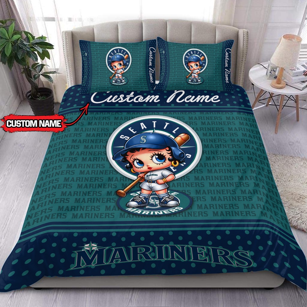 MLB Seattle Mariners Bedding Set Betty Boop Baseball Bedding Set