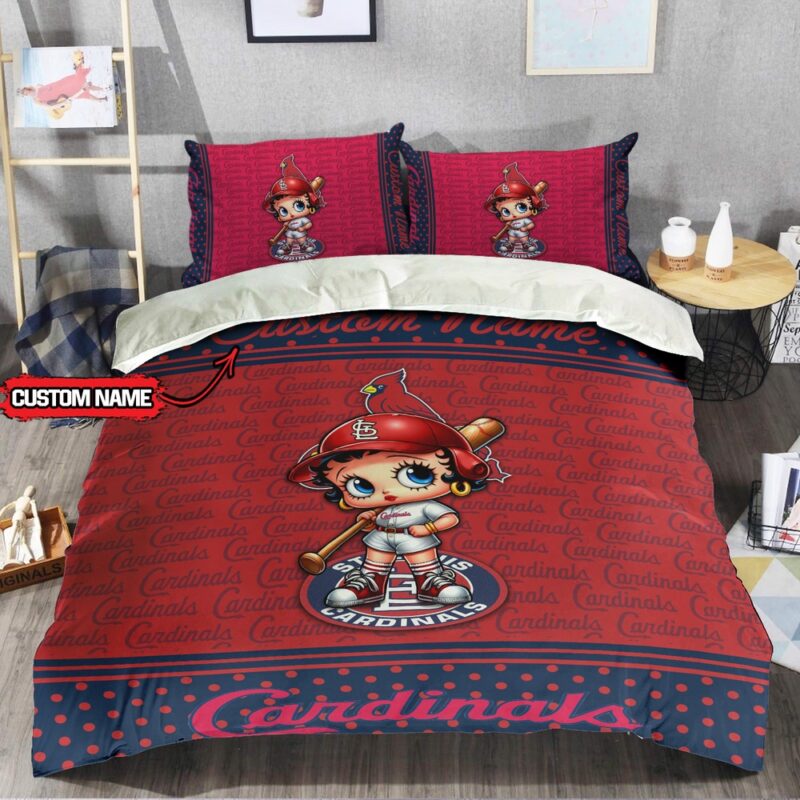 MLB St. Louis Cardinals Bedding Set Betty Boop Baseball Bedding Set