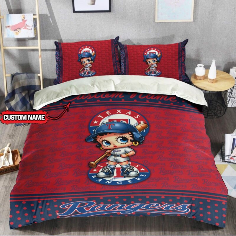 MLB Texas Rangers Bedding Set Betty Boop Baseball Bedding Set