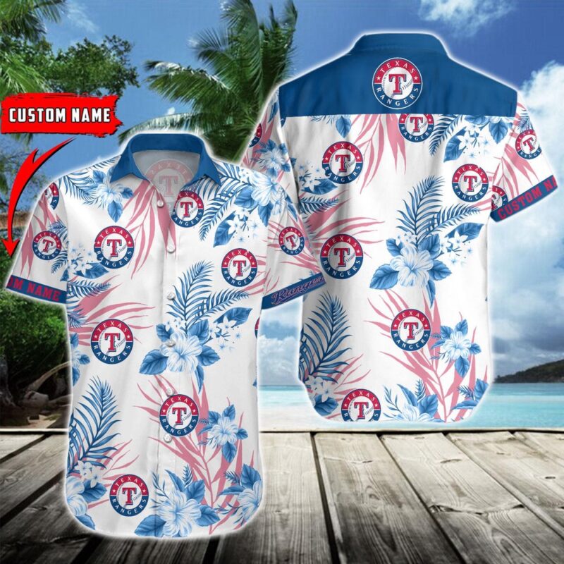 MLB Texas Rangers Hawaiian Shirt Flower Baseball Aloha Shirt