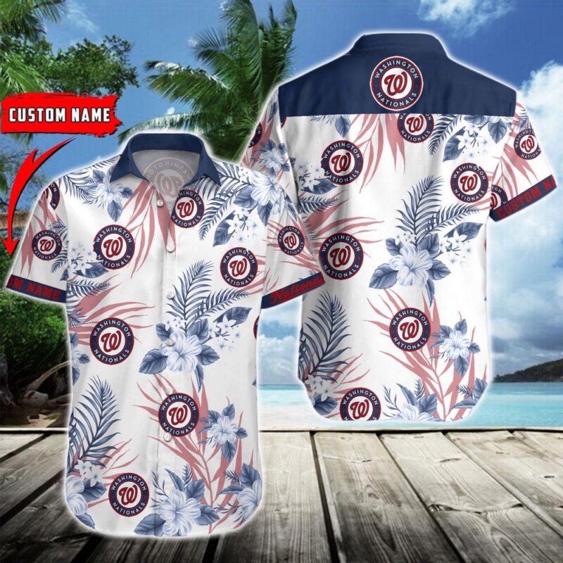 MLB Washington Nationals Hawaiian Shirt Flower Baseball Aloha Shirt