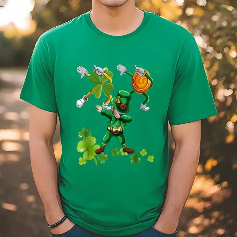 St Patricks Day Dabbing-Leprechaun Mask Shamrock T Shirt