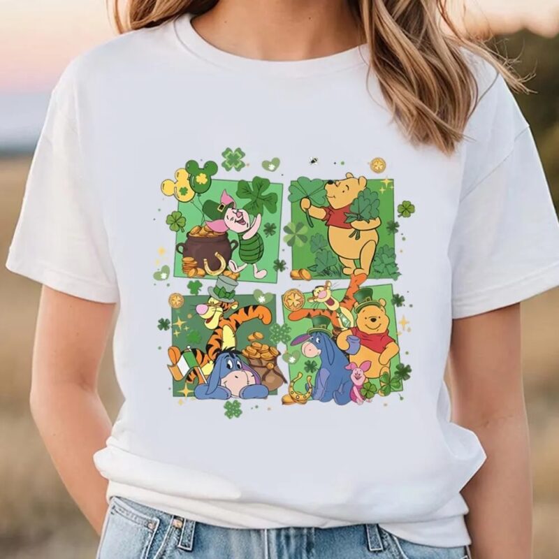 St Patricks Day Pooh And Friends T Shirt, Winnie The Pooh Happy Patricks Day T Shirt