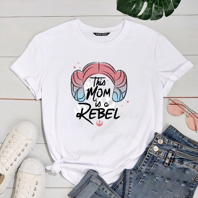 Star Wars This Mom Is A Rebel Princess Leia Hair T-Shirt