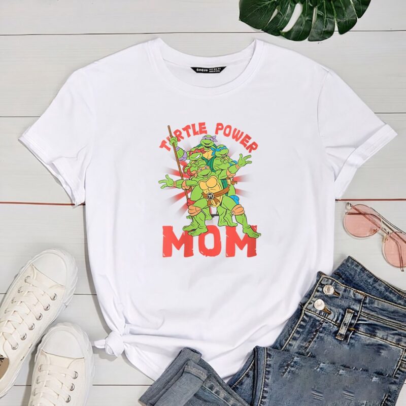 Womens Teenage Mutant Ninja Turtles Mom Turtle Power Poster V-Neck T Shirt