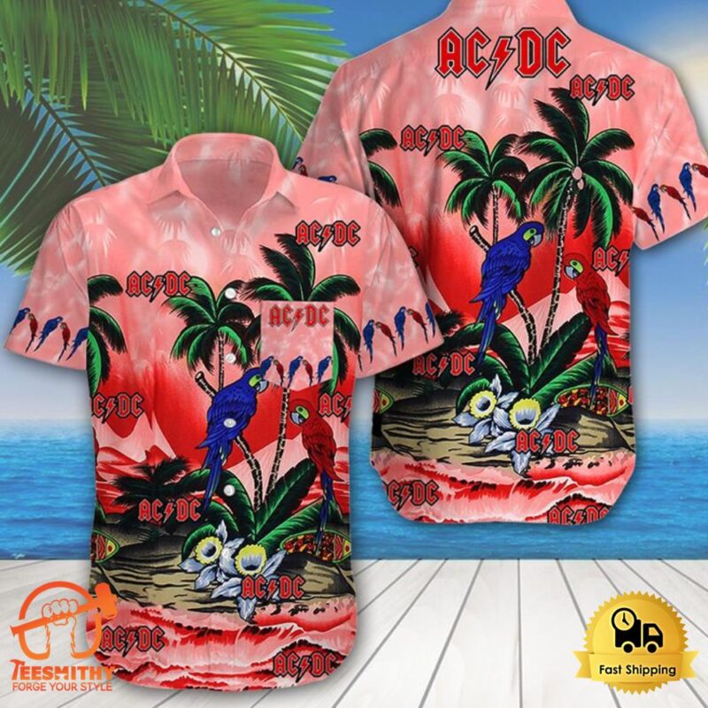 ACDC Tropical Parrot Summer Beach Hawaiian Shirt